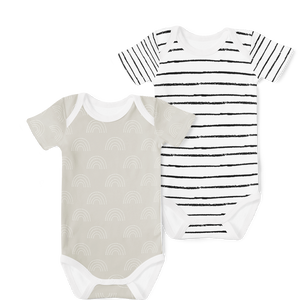 2-Piece Short Sleeve Onesie Set - Stripe black/Arc stone