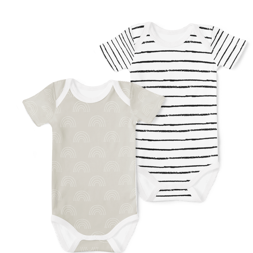 2-Piece Short Sleeve Onesie Set - Stripe black/Arc stone