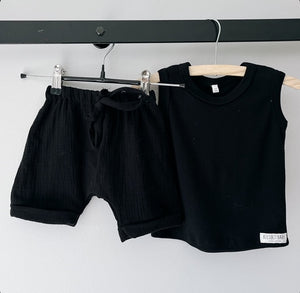 Tank Top and Shorts Set - Black