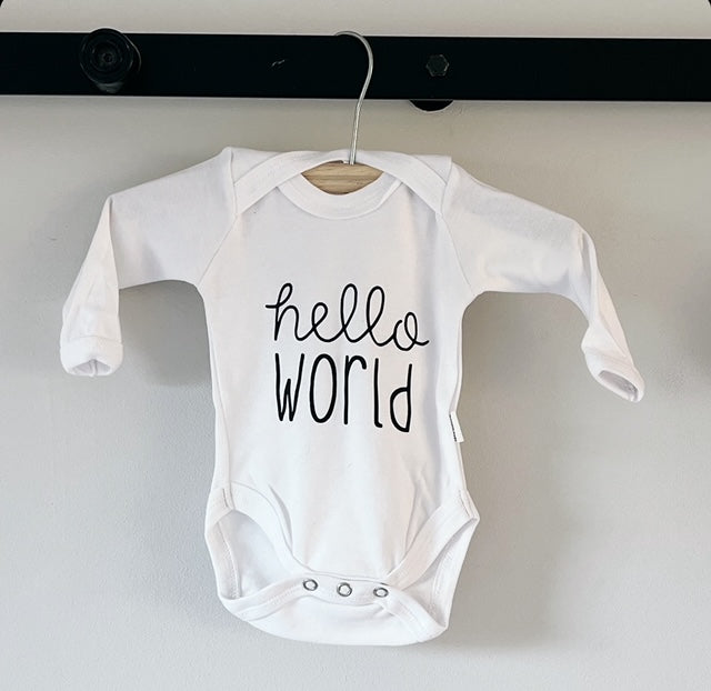 Long Sleeve Onesie - Hello World