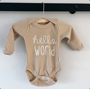 Long Sleeve Onesie - Hello World Stone