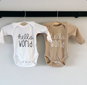 Long Sleeve Onesie - Hello World