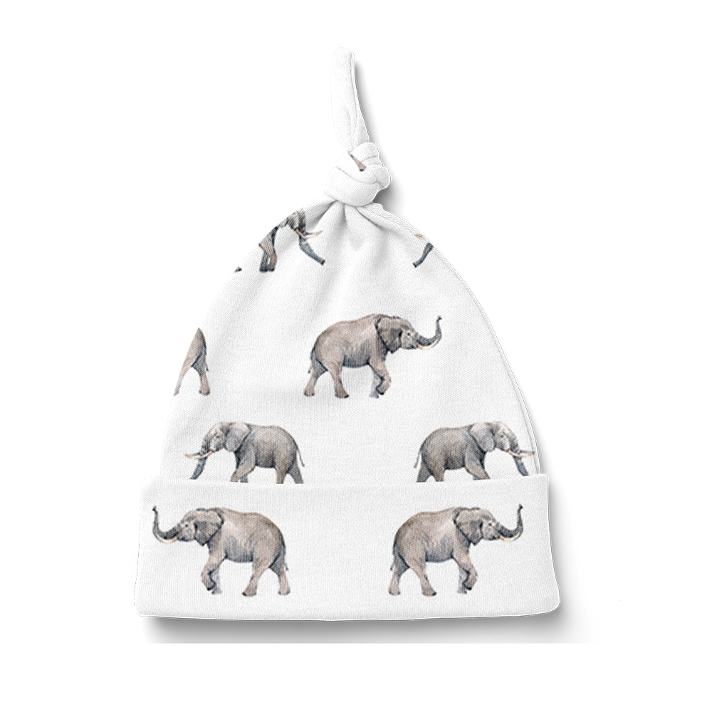 SALE - Knot Beanie - Elephants