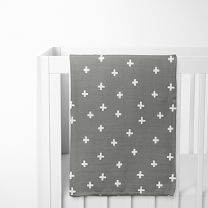 Swaddle Blanket - Cross Grey