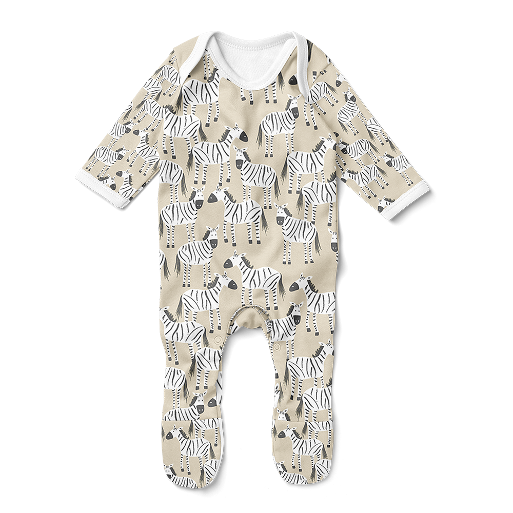 Footed Romper - Zebras