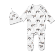 Load image into Gallery viewer, SALE - Footed Romper Set - Elephants
