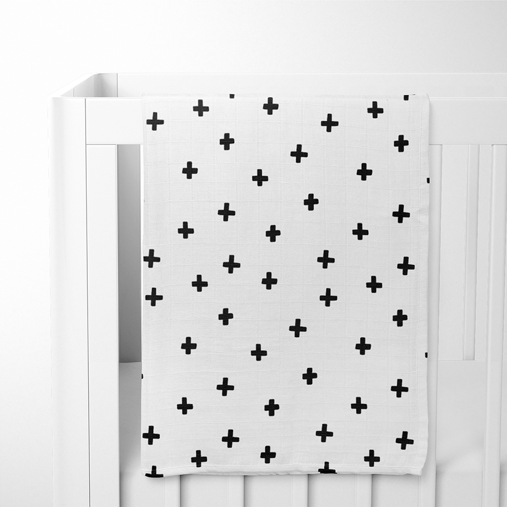 Black and white store swaddle