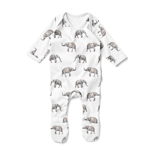 Footed Romper - Elephants