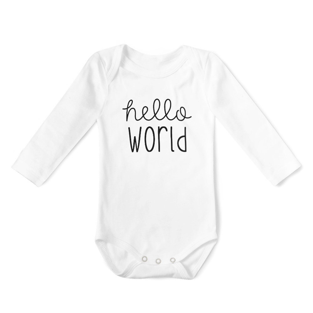 SALE - Long Sleeve Onesie - Hello World