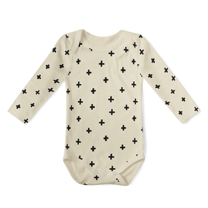 Long Sleeve Onesie - Cross Stone/Black