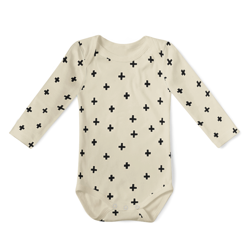 Long Sleeve Onesie - Cross Stone/Black