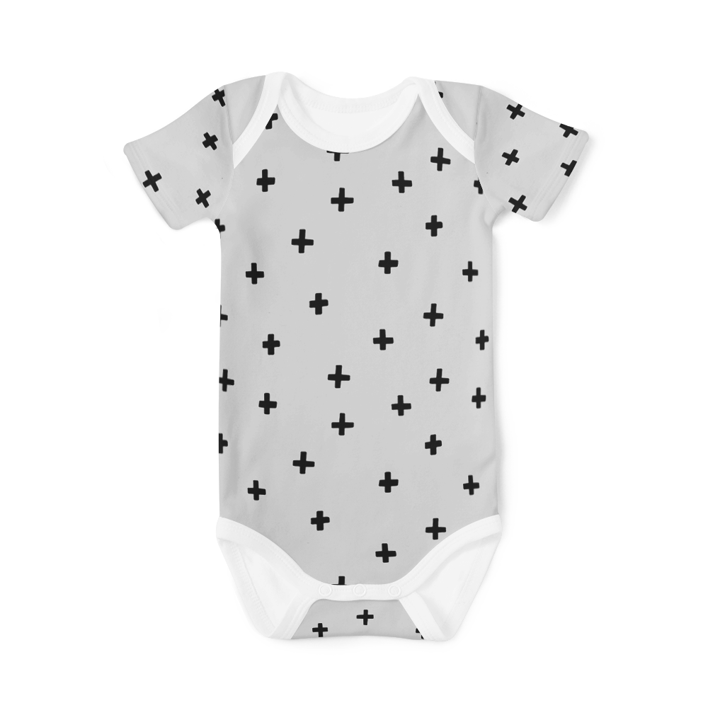 Short Sleeve Onesie - Cross Rock n Roll Grey