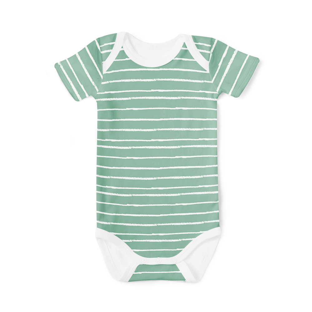 Short Sleeve Onesie - Stripe Sage