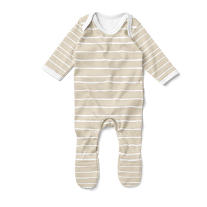 Footed Romper - Stripe Stone