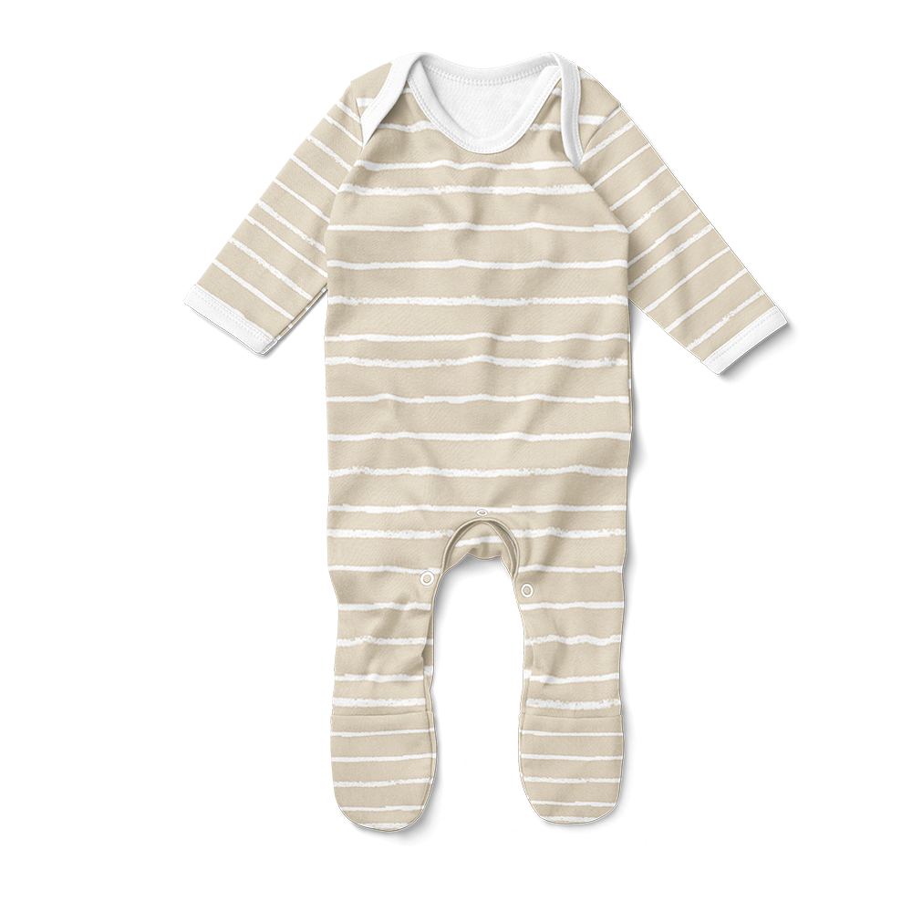 Footed Romper - Stripe Stone