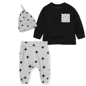 Sweater Set - Black/ Cross Rock n Roll Pocket