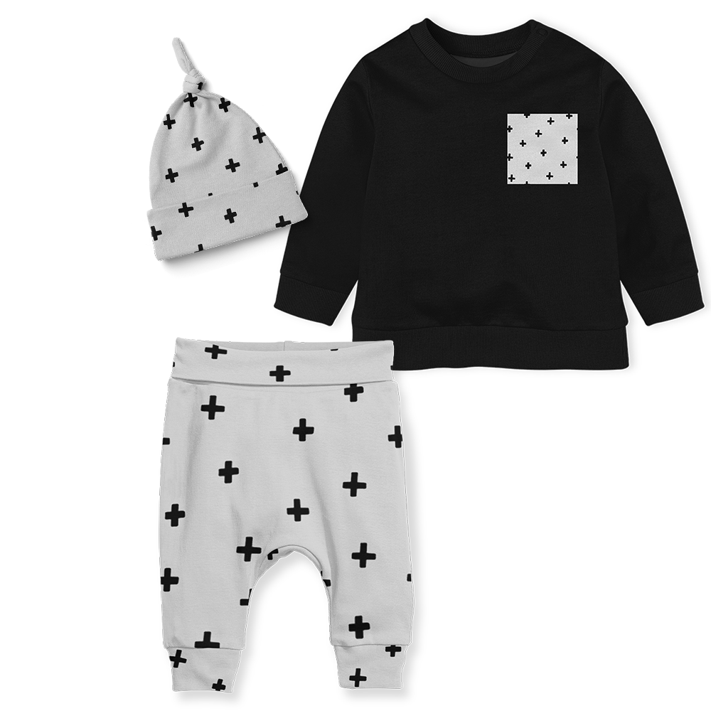 Sweater Set - Black/ Cross Rock n Roll Pocket