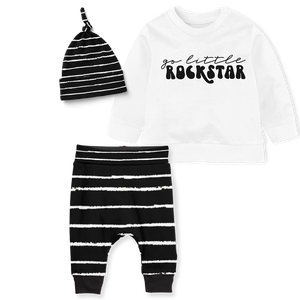 Sweater Set - Go Little Rockstar/Stripe Black