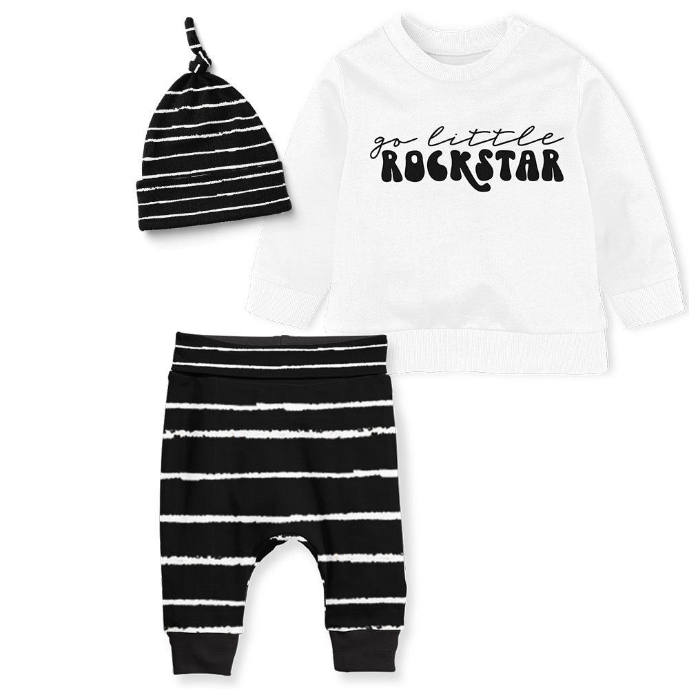 Sweater Set - Go Little Rockstar/Stripe Black