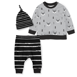 Sweater Set - Mr Fox /Stripe Black