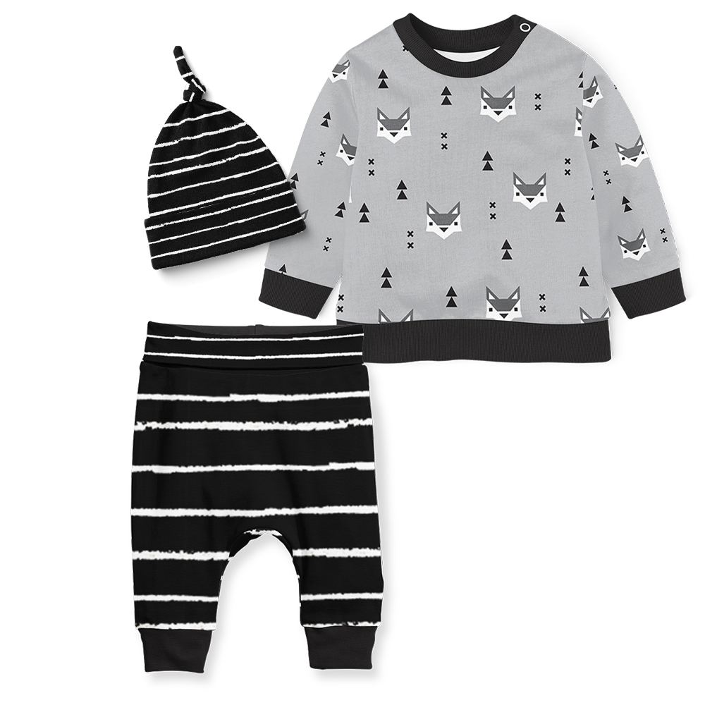 Sweater Set - Mr Fox /Stripe Black