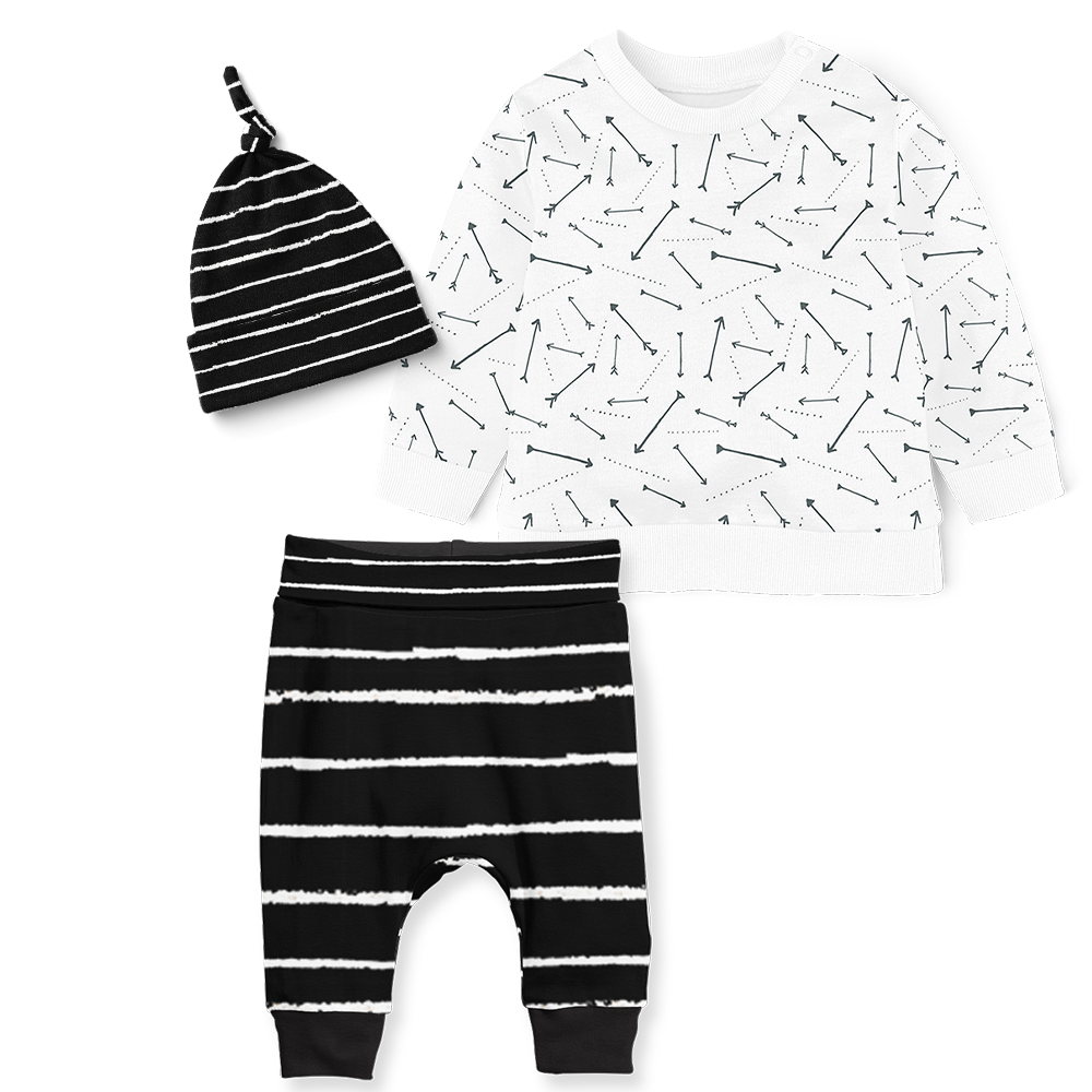 Sweater Set - Arrows/Stripe Black